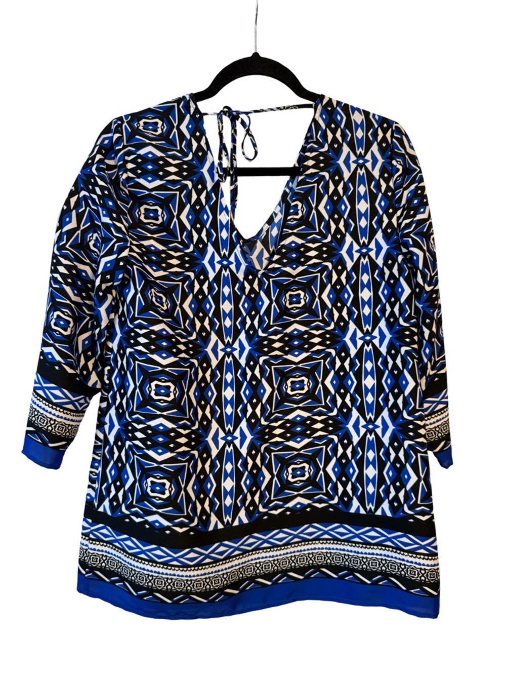 Chico's Blue Black White Geometric Tunic Top